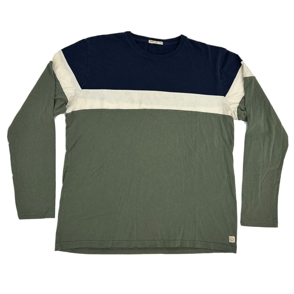 Marine Layer Navy, White, and Olive Long Sleeve Tee